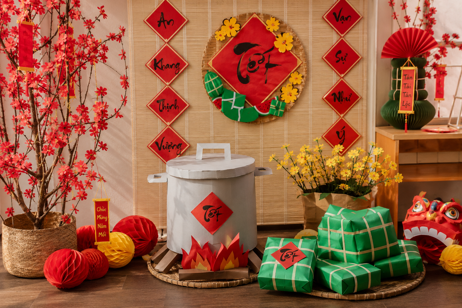 Cách làm nồi bánh chưng bằng giấy đẹp mắt trang trí đón Tết 3 Cách làm nồi bánh chưng bằng giấy đẹp mắt trang trí đón Tết